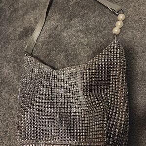 Chic Silver Mesh Shoulder Bag
